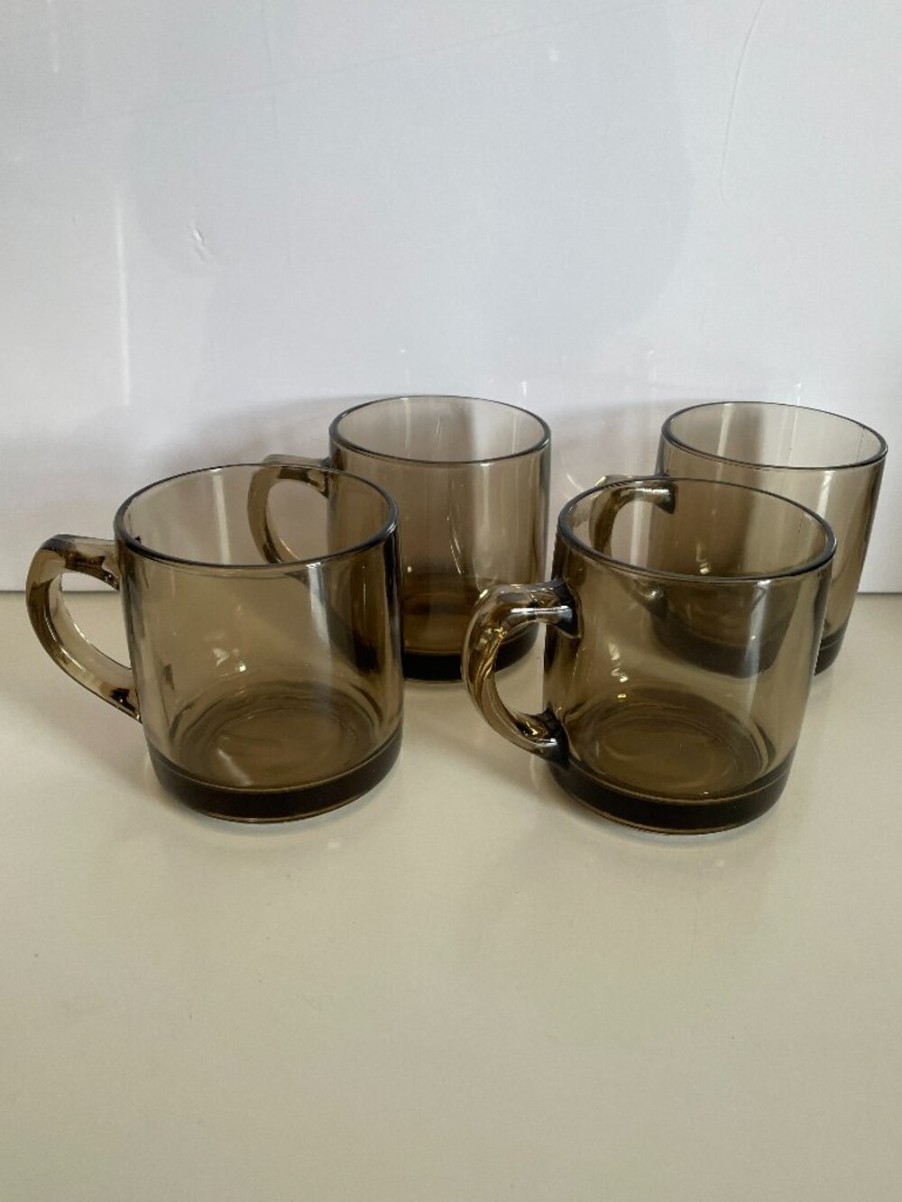 4 Glass Tawny Coffee Mugs - Vintage Libbey - Made in Canada